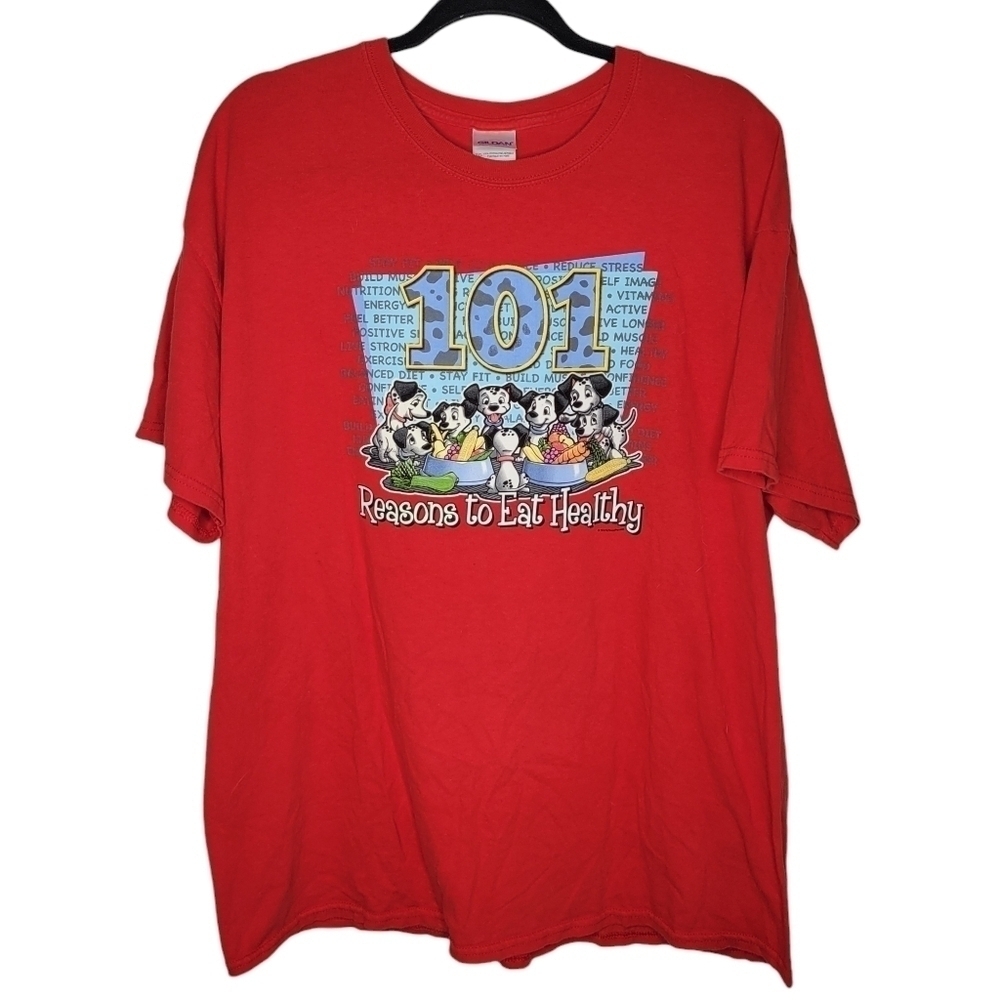 Vintage 101 Dalmatians 101 Reasons To Eat Healthy Medium Red Short Sleeve Shirt